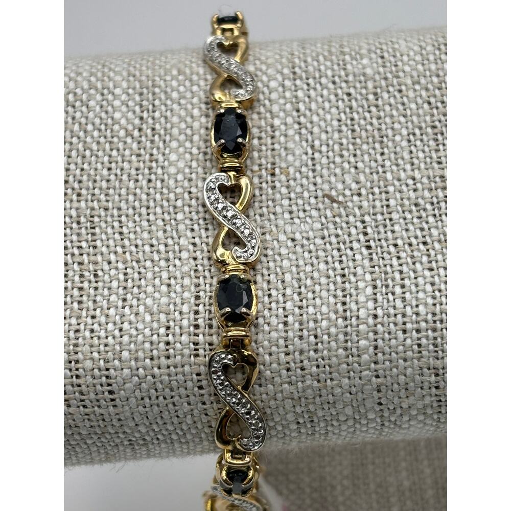 Prime Art & Jewel Sterling Silver Gold Vermeil Sapphire Bracelet #71643